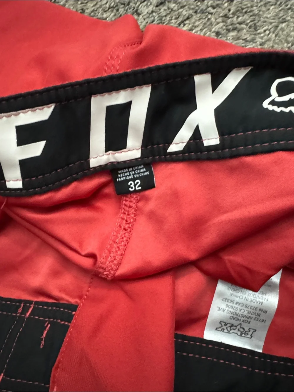 Fox Red Men’s Board Shorts with White Drawstring Sz 32 11” inseam